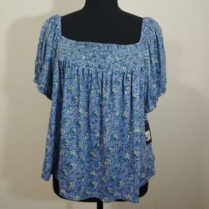 Lucky Brand Blue Floral Blouse